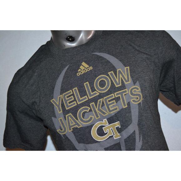 24135 Adidas Gym Shirt Georgia Tech Yellow Jackets Football Gray Size Large Mens - Picture 2 of 7